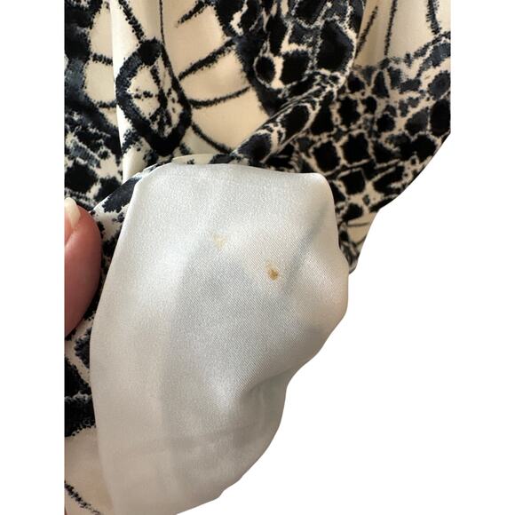 Samantha Sung Navy & White 100% Silk Scoop Neck Dress Size 2 - Picture 9 of 10